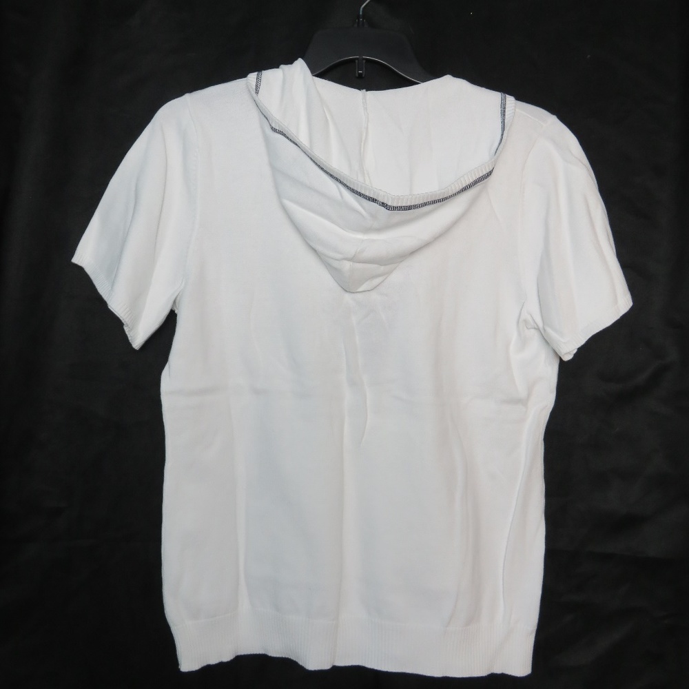 QVC Nautical L Sweater Hoodie Pockets Short Sleeve - Picture 4 of 6